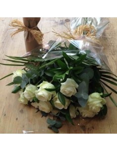 Bouquet Of White Roses & Greenery