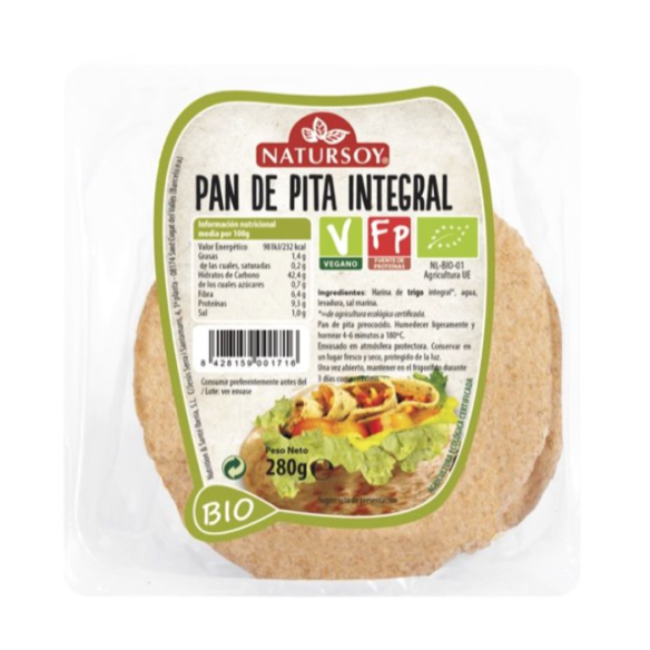 Organic Wholemeal Pitta Bread 250g