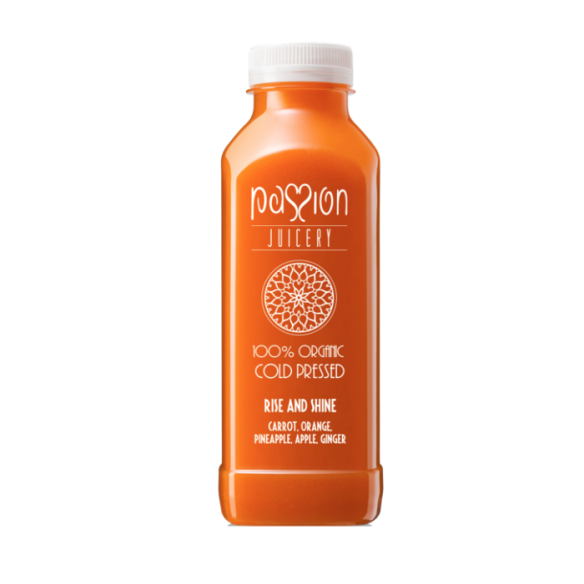 Passion Juicery Rise and Shine 475ml Organic Cold Pressed Juice 30 Day Life From Press