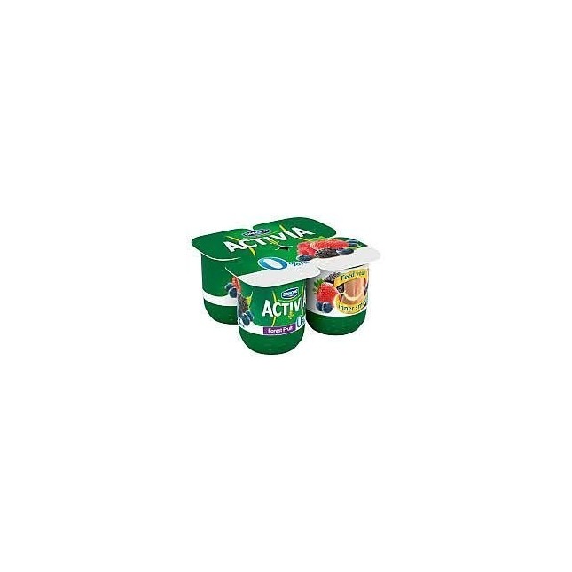 Activia 0% Fat Red Fruits Yoghurt Pack 4