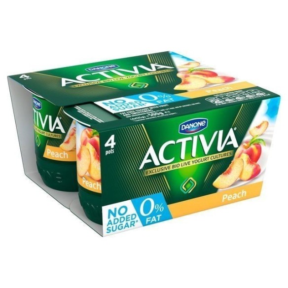 Activia 0% Fat Peach Yoghurt Pk 4