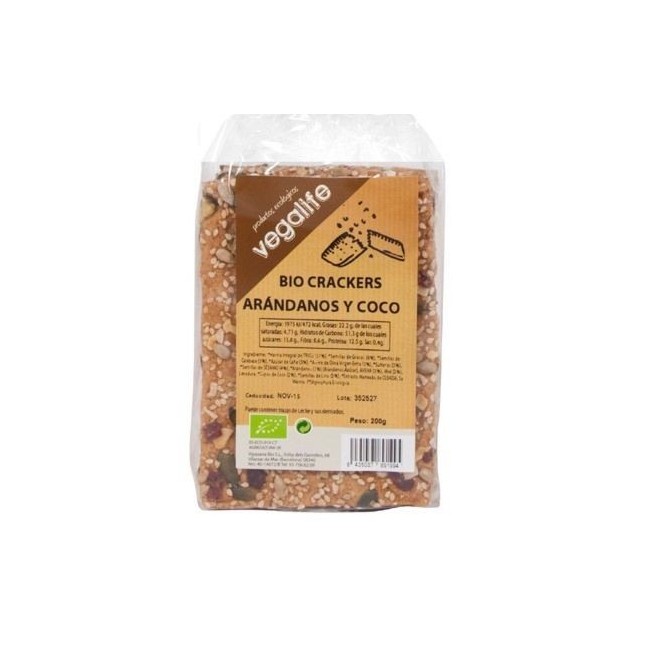 Vegalife Organic Crackers With Coconut & Cranberries 500g