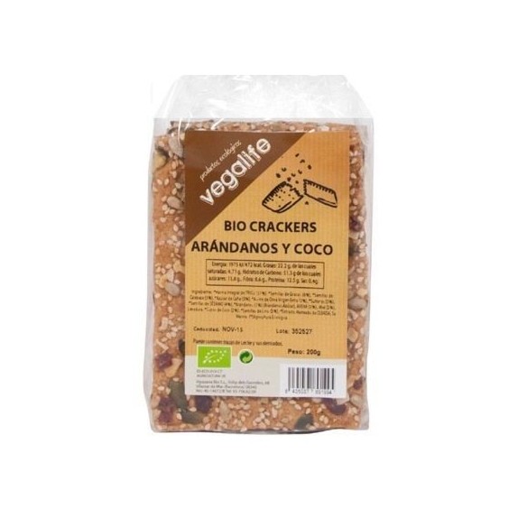 Vegalife Organic Crackers With Coconut & Cranberries 500g