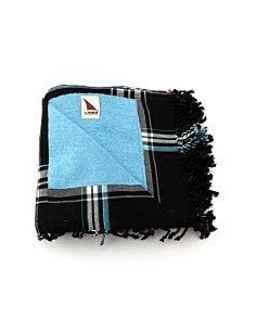 Lamu Kikkoy Sarong Towel, Black With Blue