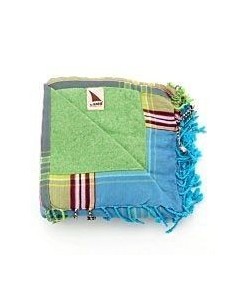 Lamu Kikoy Sarong Towel, Turquoise With Green