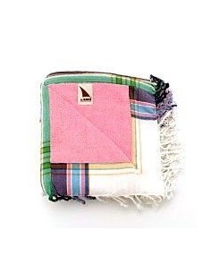 Lamu Kikoy Sarong Towel, White With Purple